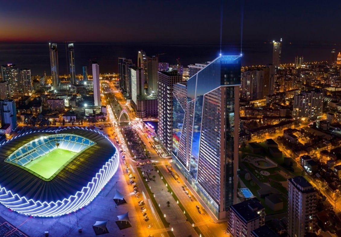 Batumi city skyline at night, Georgia