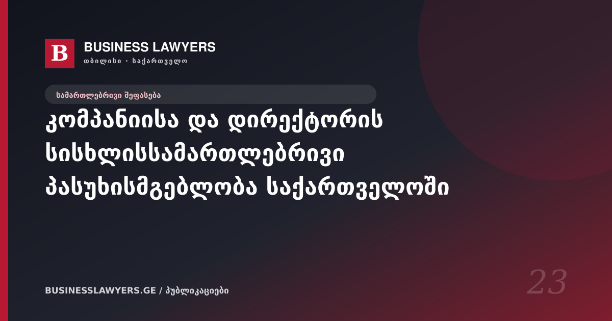 კომპანიისა და დირექტორის სისხლისსამართლებრივი პასუხისმგებლობა საქართველოში