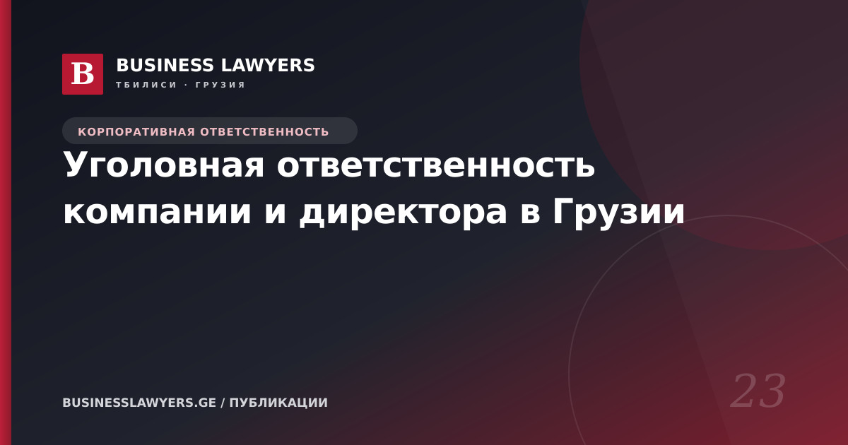 Уголовная ответственность компании и директора в Грузии