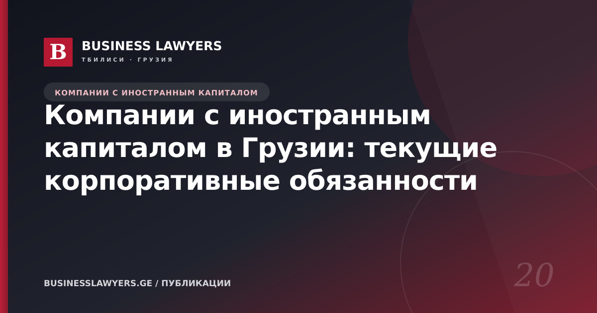 Компании с иностранным капиталом в Грузии: текущие корпоративные обязанности